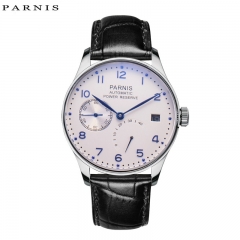 43mm Parnis Power Reserve Automatic Movement Men's Mechanical Watch Small Second