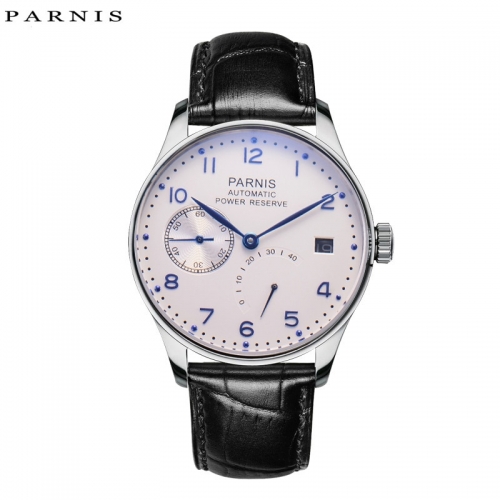 43mm Parnis Power Reserve Automatic Movement Men's Mechanical Watch Small Second