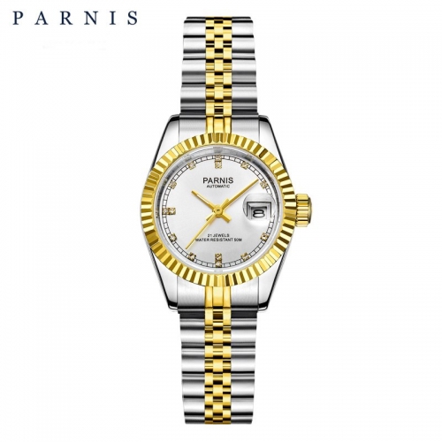 6mm Parnis Sapphire Women Girls Miyota Automatic Wristwatch Stainless Bracelet