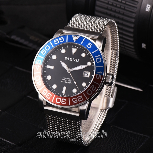 42mm Parnis Miyota Automatic Stainless Steel Bracelet 10 ATM Sapphire Men Watch