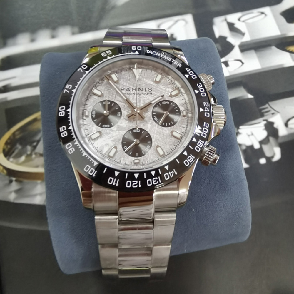 39mm Parnis Men Sport Chronograph Watch Quartz Movement Wristwatch Gray ...