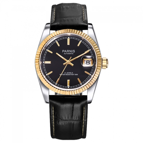 Parnis Miyota Automatic Mens Watch Elegant Diamond Stainless Bracelet Wristwatch